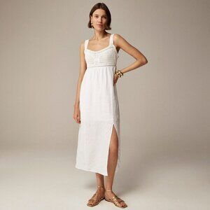 J.Crew Crochet-Top Midi Dress Women M White Boho Bohemian Cottage Coastal Cruise